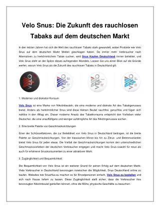 Velo Snus - Die Zukunft des rauchlosen Tabaks auf dem deutschen Markt