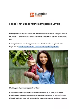 Foods That Boost Your Haemoglobin Levels
