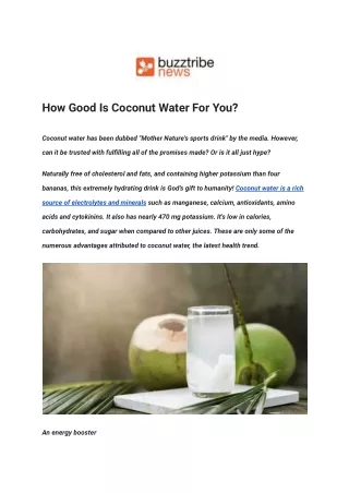 How Good Is Coconut Water For You_