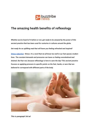 The amazing health benefits of reflexology