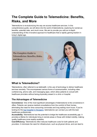 The Complete Guide to Telemedicine_ Benefits, Risks, and More