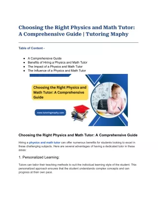 Choosing the Right Physics and Math Tutor_ A Comprehensive Guide _ Tutoring Maphy