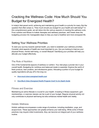 Cracking the Wellness Code_ How Much Should You Budget for Energized Health