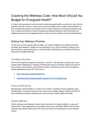 Cracking the Wellness Code_ How Much Should You Budget for Energized Health