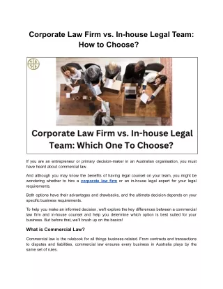 Corporate Law Firm vs. In-house Legal Team: How to Choose?