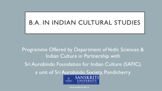 B.A. in Indian Cultural Studies