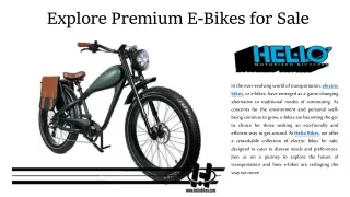 Explore Premium E-Bikes for Sale