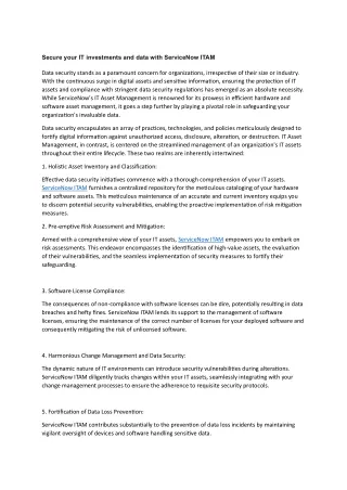 Secure your IT investments and data with ServiceNow ITAM