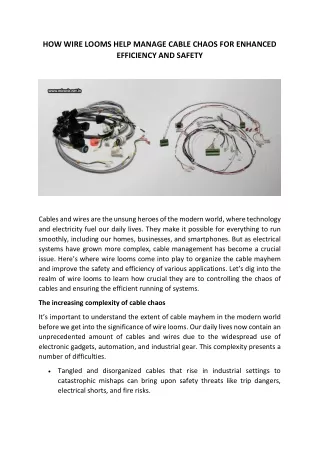 HOW WIRE LOOMS HELP MANAGE CABLE CHAOS FOR ENHANCED EFFICIENCY AND SAFETY