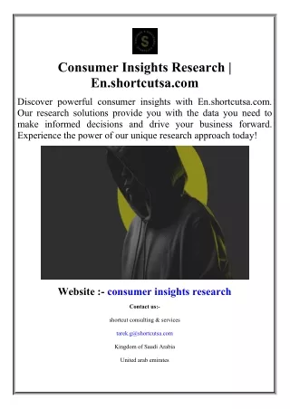 Consumer Insights Research | En.shortcutsa.com