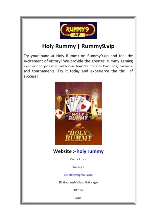 Holy Rummy  Rummy9.vip