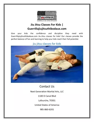 Jiu Jitsu Classes For Kids | Guerrillajiujitsuthibodaux.com
