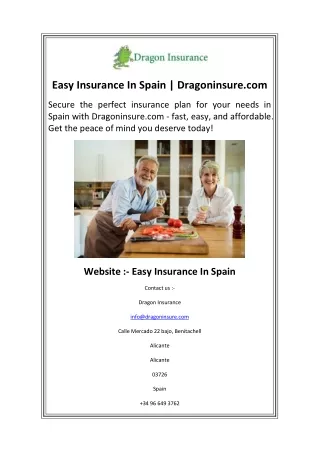 Easy Insurance In Spain  Dragoninsure.com