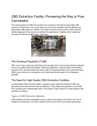 CBD Extraction Facility_ Pioneering the Way to Pure Cannabidiol