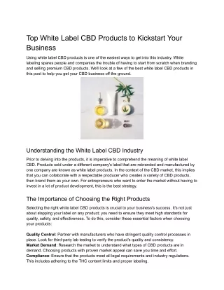 Top White Label CBD Products to Kickstart Your Business