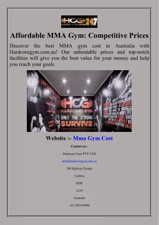 Affordable MMA Gym: Competitive Prices