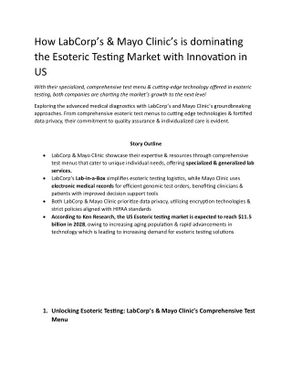 Leading Players of Esoteric Testing Market