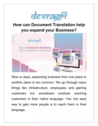 How can Document Translation help you expand your Business?