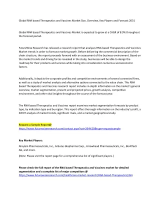 Global RNA based Therapeutics and Vaccines Market Size, Overview, Key Players an