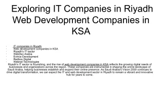 Exploring IT Companies in Riyadh Web Development Companies in KSA