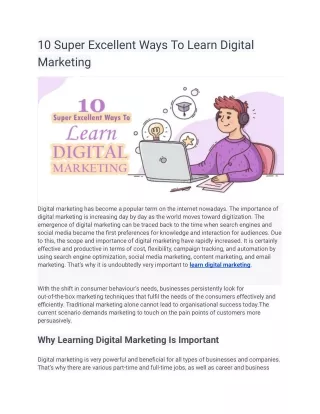 10 Super Excellent Ways To Learn Digital Marketing