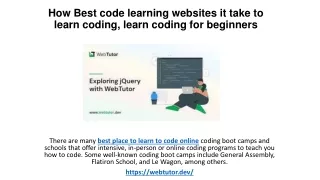 How Best code learning websites it take to learn coding, learn coding for beginners