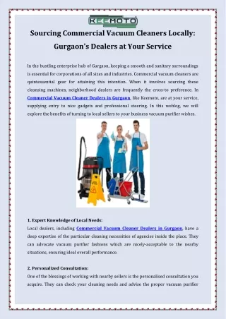 Sourcing Commercial Vacuum Cleaners Locally  Gurgaon's Dealers at Your Service