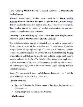 Data Catalog Market Global Demand Analysis & Opportunity Outlook 2035
