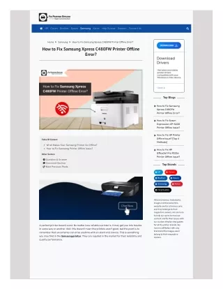 How to Fix Samsung Xpress C480FW Printer Offline Error?