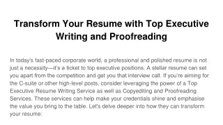 Transform Your Resume with Top Executive Writing and Proofreading