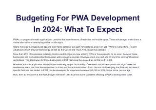 Budgeting For PWA Development In 2024_ What To Expect