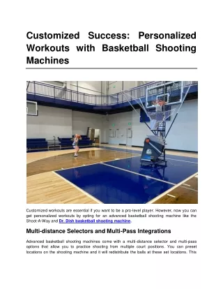 Customized Success Personalized Workouts with Basketball Shooting Machines