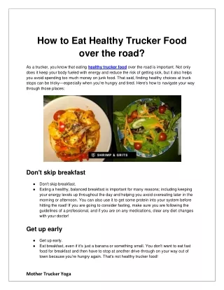 How to Eat Healthy Trucker Food over the Road?