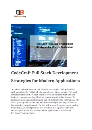 CodeCraft Full Stack Development Strategies for Modern Applications