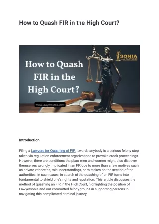 How to Quash FIR in the High Court_