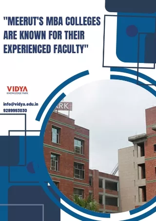 Meerut's MBA colleges are known for their experienced faculty