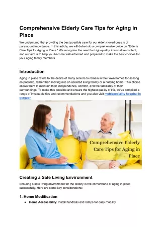 Comprehensive Elderly Care Tips for Aging in Place