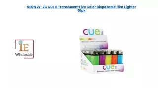 NEON ZY-2C CUE II Translucent Five Color Disposable Flint Lighter 50pk