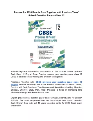 Chapter wise Solved Question Bank with English previous year question paper