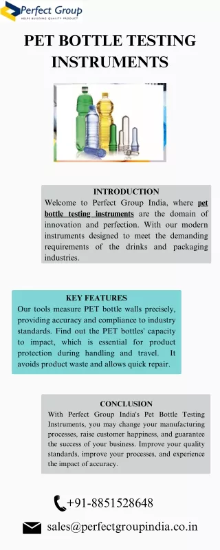 Pet bottle testing instruments | Perfect Group India