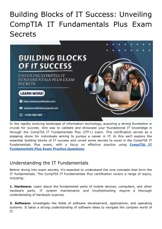 Building Blocks of IT Success_ Unveiling CompTIA IT Fundamentals Plus Exam Secrets