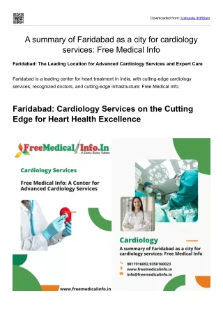 A summary of Faridabad as a city for cardiology services