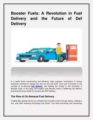 Booster Fuels: A Revolution in Fuel Delivery and the Future of Def Delivery