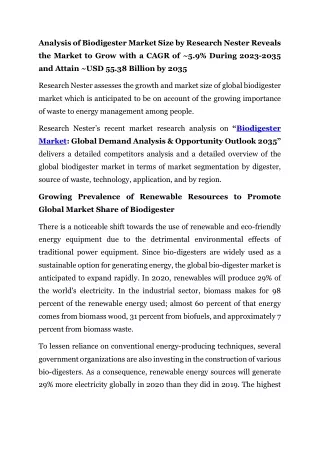 Biodigester Market