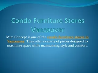 Condo Furniture Stores Vancouver