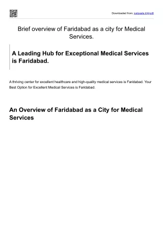 Brief overview of Faridabad as a city for medical services.pdf