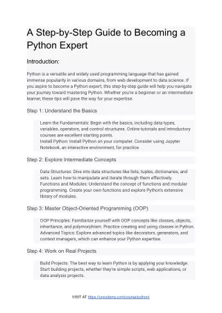 A Step-by-Step Guide to Becoming a Python Expert - Uncodemy