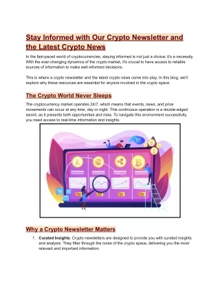 Stay Informed with Our Crypto Newsletter and the Latest Crypto News