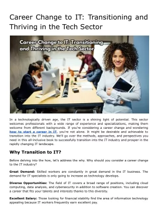 Career Change to IT: Transitioning and Thriving in the Tech Sector