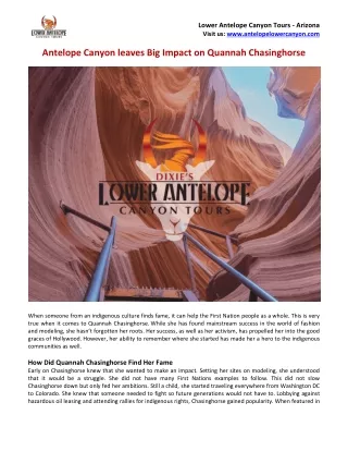 Antelope Canyon leaves Big Impact on Quannah Chasinghorse